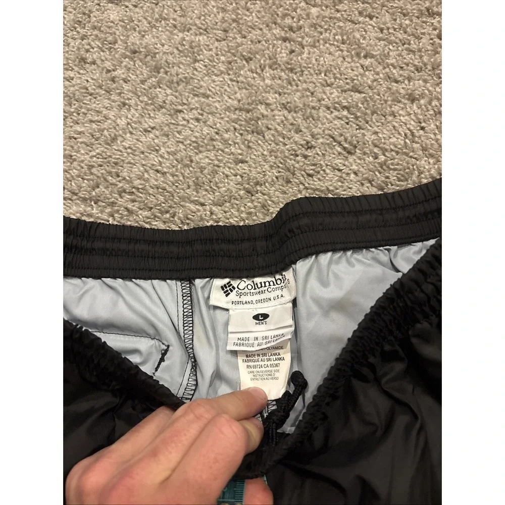 VINTAE Columbia mens Black Rain Pants Elastic Zip Ankles Large L USA Packable!